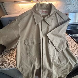 Dickies Men's Casual Khaki Button Down Shirt